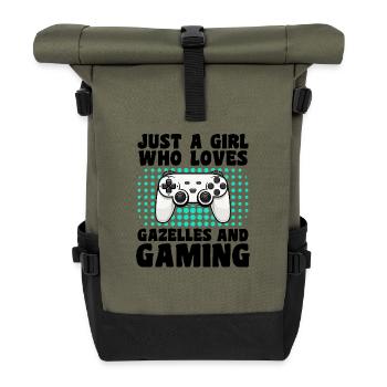 Gamer et Gazelles : Jeux Vidéo et Aventure Agile - Sac à dos roll top - olive/noir - Devant