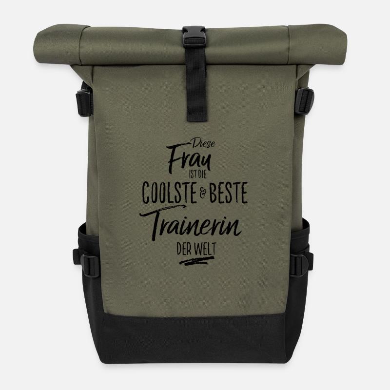 trainerin - die Beste (s) - Rolltop Rucksack - Olive/Schwarz