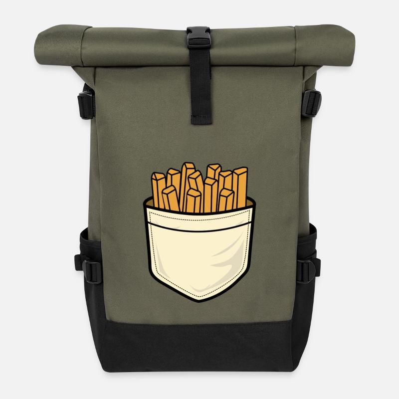 Breast pockets fries - Roll Top Backpack - olive/black