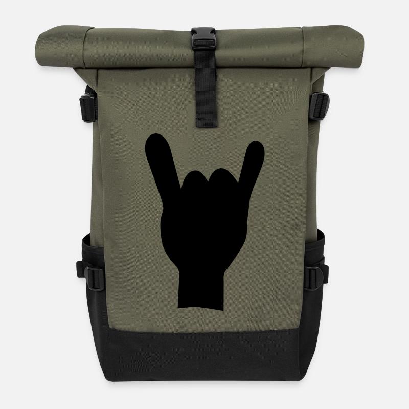 Rock and roll de la main - Sac à dos roll top - olive/noir