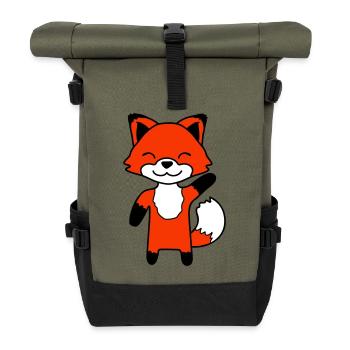 Renard agitant la main amicale bonjour salutation mignon - Sac à dos roll top - olive/noir - Devant