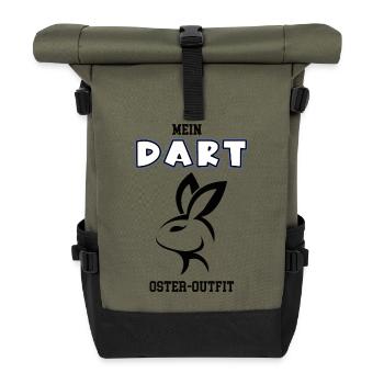 Dart Ostern Darter Oster Outfit Dartspieler Darten - Rolltop Rucksack - Olive/Schwarz - Vorne