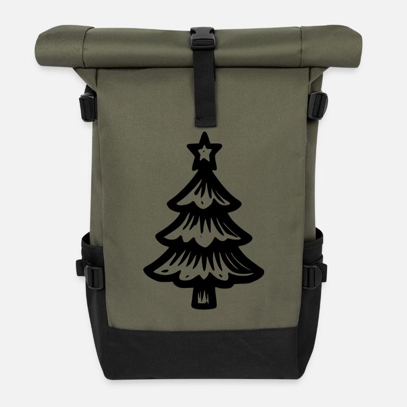 Christmas tree - Roll Top Backpack - olive/black