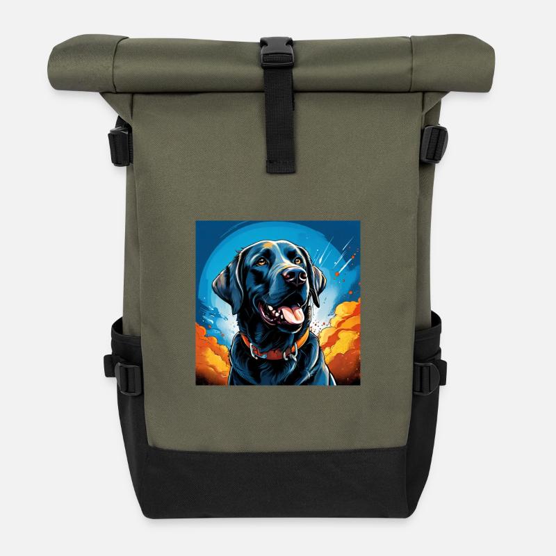 Popartlabrador - Rolltop Rucksack - Olive/Schwarz