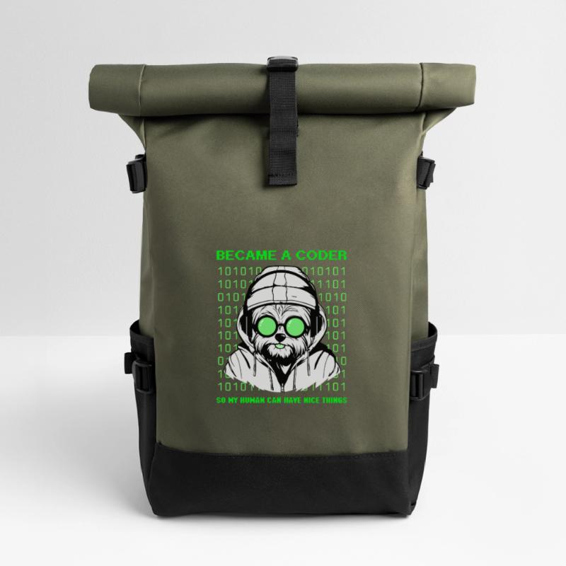 Became a Coder – Hacker Dog Binary Look Rolltop Rucksack
