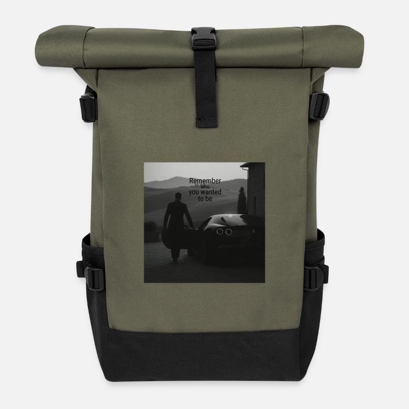 Remember who you wanted to be - Roll Top Backpack - olive/black