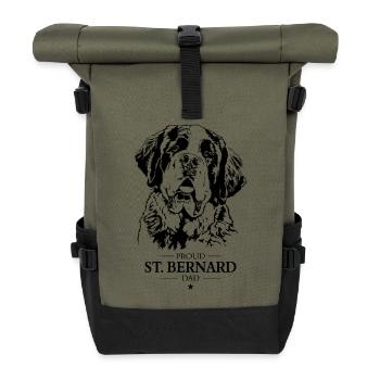 St Bernard Dad Hunde Hund Bernhardiner Wilsigns - Rolltop Rucksack - Olive/Schwarz - Vorne