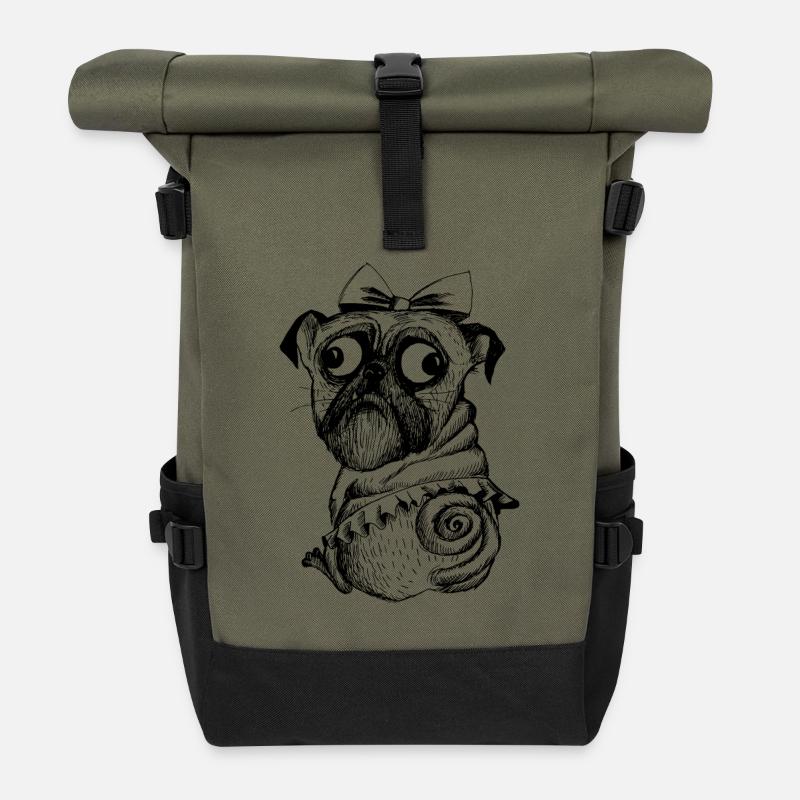 mops girl - Rolltop Rucksack - Olive/Schwarz