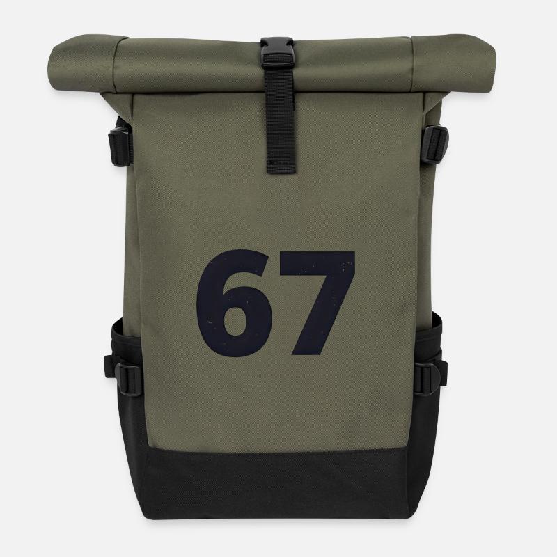 67 spricht Jugendsprache - Rolltop Rucksack - Olive/Schwarz