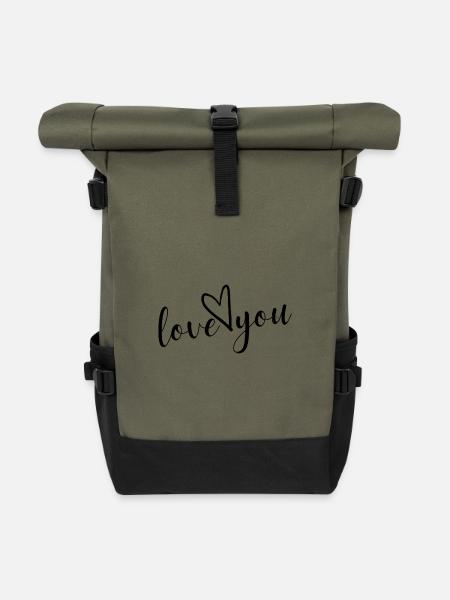 Love you - Rolltop Rucksack - Olive/Schwarz