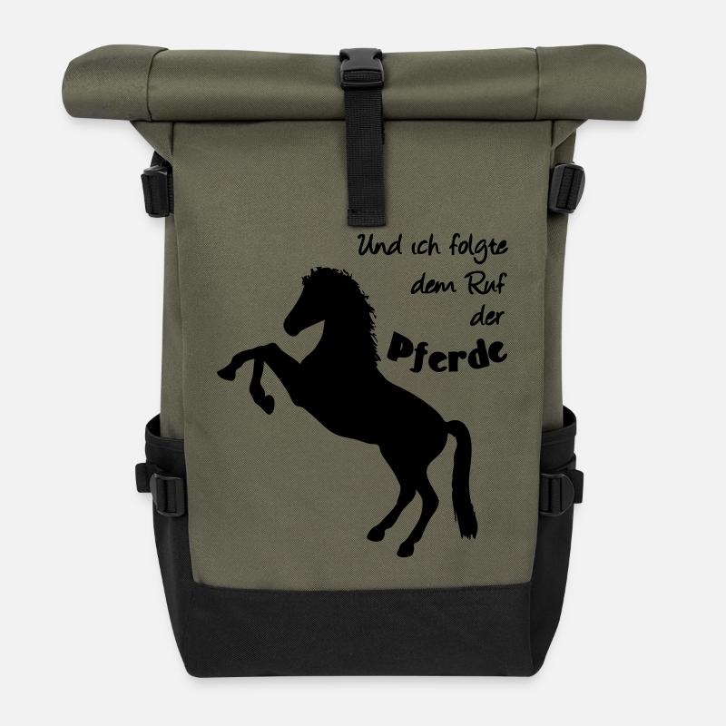 Ruf der Pferde Pferd Reiter Tier Reiten Geschenk - Rolltop Rucksack - Olive/Schwarz