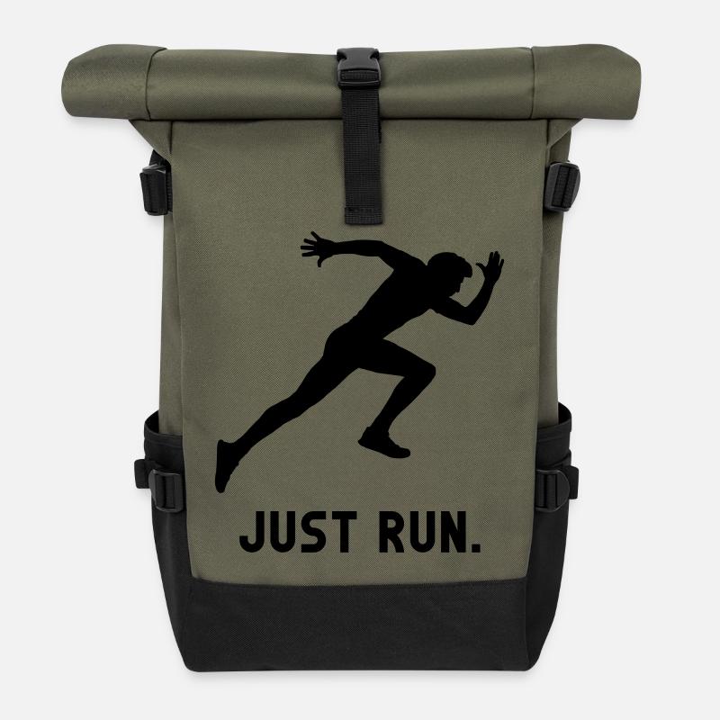 Just Run Sportler Sprint Lauf - Rolltop Rucksack - Olive/Schwarz