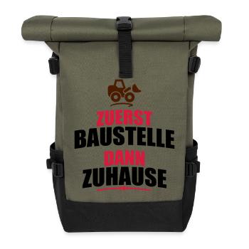 Building site - Roll Top Backpack - olive/black - Front