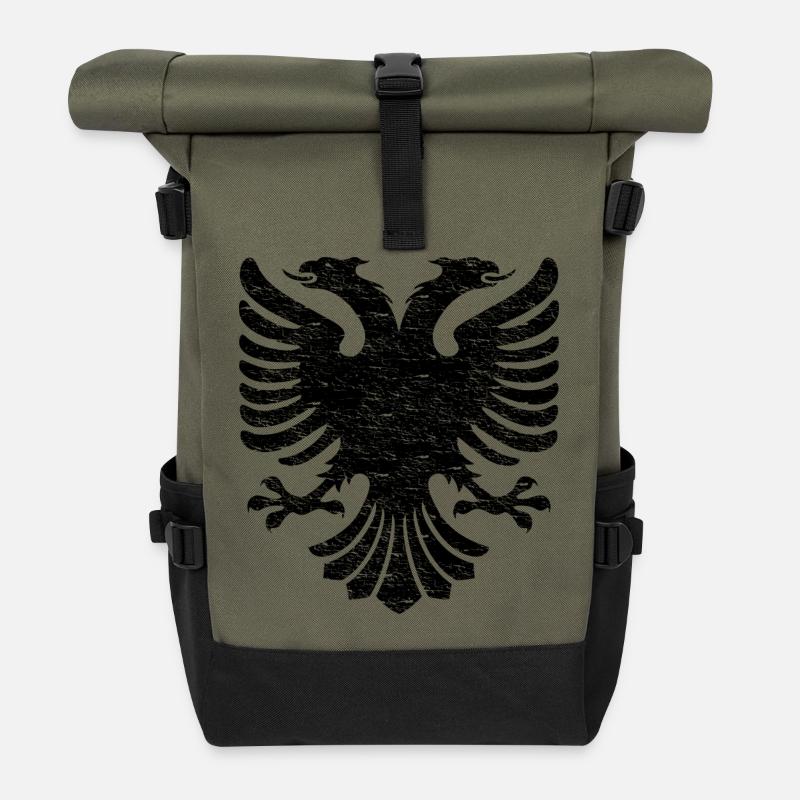 Aigle albanais aigle bicéphale Shqiptar albanais - Sac à dos roll top - olive/noir