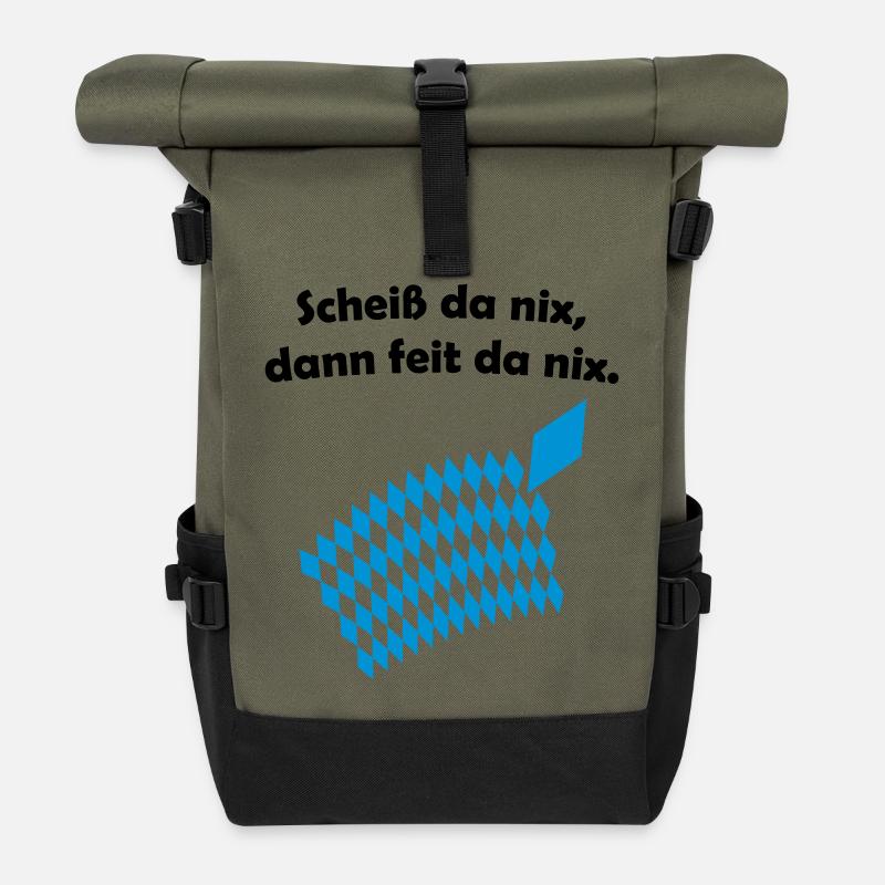 Bayerisches Scheiß da nix Design - Rolltop Rucksack - Olive/Schwarz