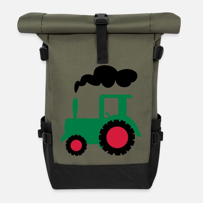 traktor trecker landwirtschaft - Rolltop Rucksack - Olive/Schwarz