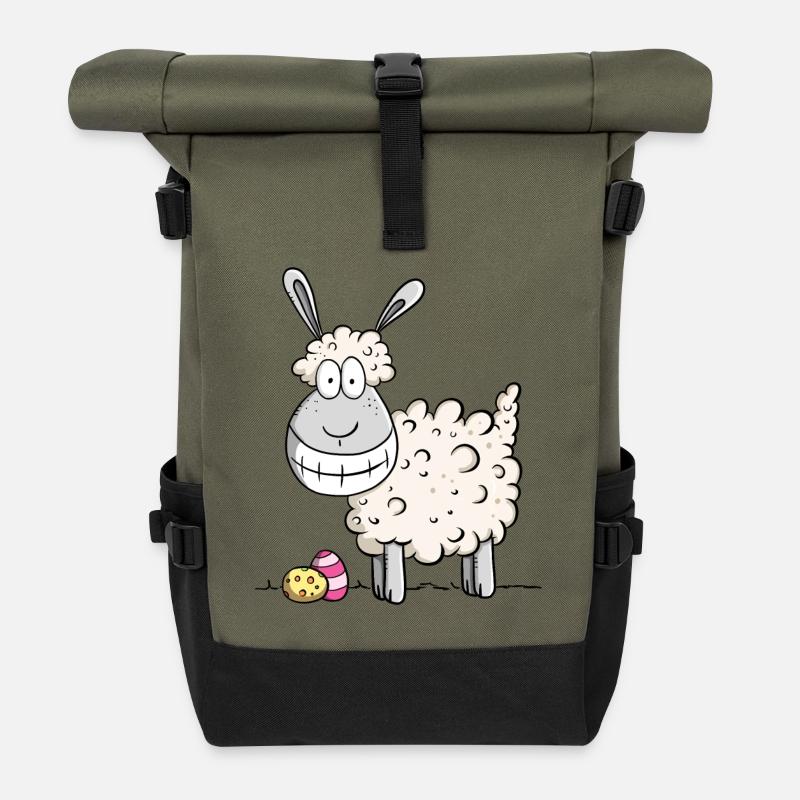 Frohe Ostern Schaf I Ostergeschenk Ostermotiv Fun - Rolltop Rucksack - Olive/Schwarz