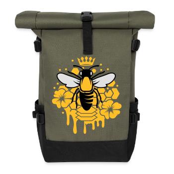 Une abeille avec une couronne - Sac à dos roll top - olive/noir - Devant