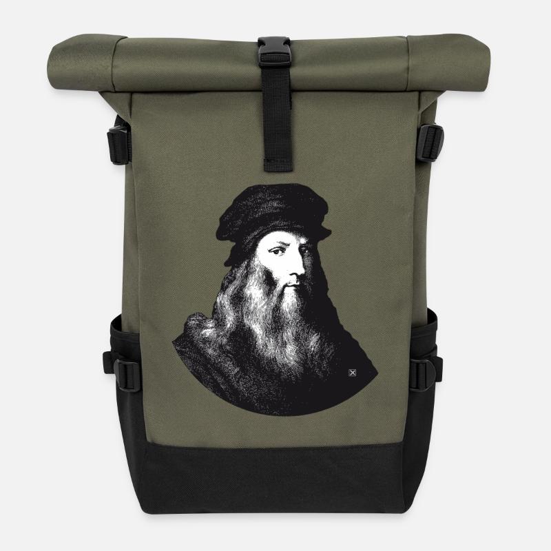 Leonardo Da Vinci - Rolltop Rucksack - Olive/Schwarz