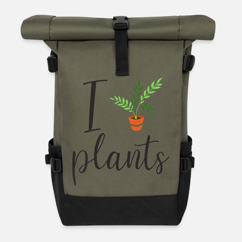 I plant plants - Rolltop Rucksack - Olive/Schwarz