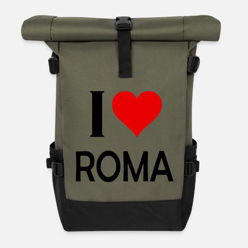 J'aime Roma - Sac à dos roll top - olive/noir
