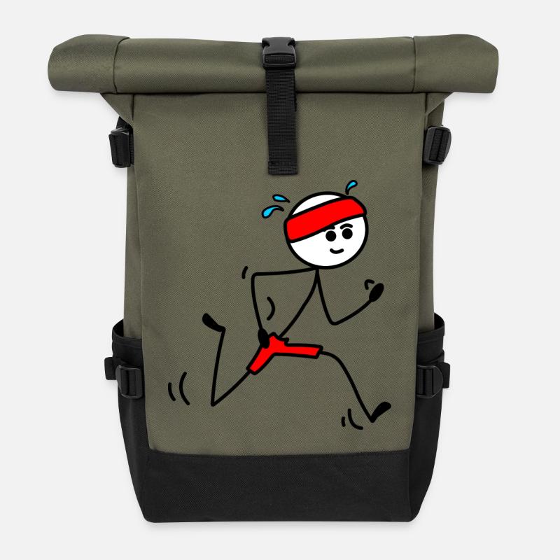 Ich laufe, Läufer mit Schweißband - Rolltop Rucksack - Olive/Schwarz