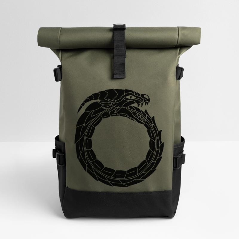 Verschlingender Schwarzer Drache Rolltop Rucksack