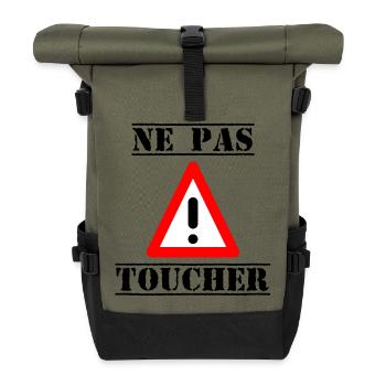 PANNEAU. NE PAS TOUCHER. DANGER. HUMOUR. DRÔLE - Sac à dos roll top - olive/noir - Devant