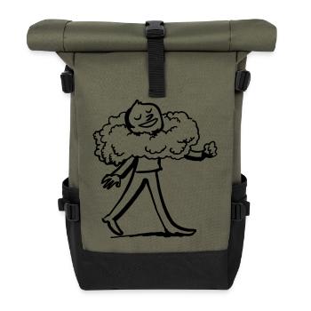Heiter, beschwingt und verträumt durch´s Leben - Rolltop Rucksack - Olive/Schwarz - Vorne
