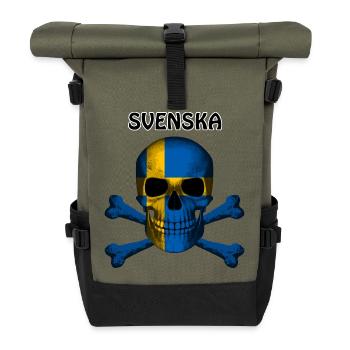 Skull Jolly Roger Pirate Flag Svenska R6Z - Roll Top Backpack - olive/black - Front