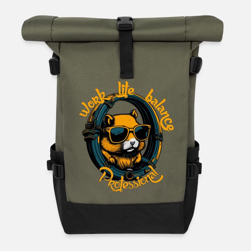 Hamster Professional: Work Life Balance - Rolltop Rucksack - Olive/Schwarz