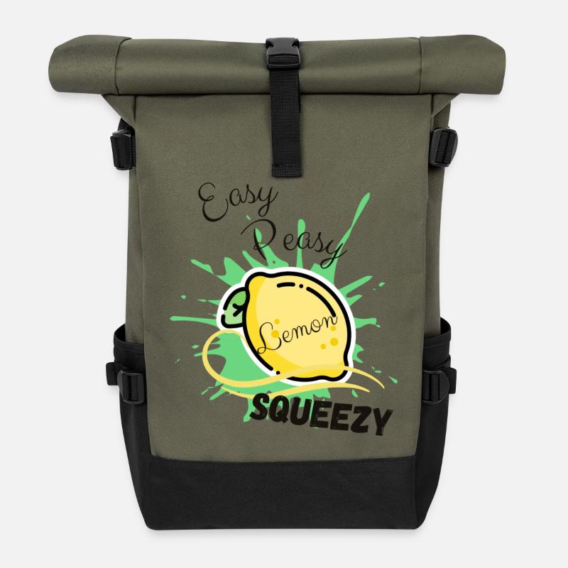 Zitrone Easy Peasy Lemon Squeezy - Rolltop Rucksack - Olive/Schwarz