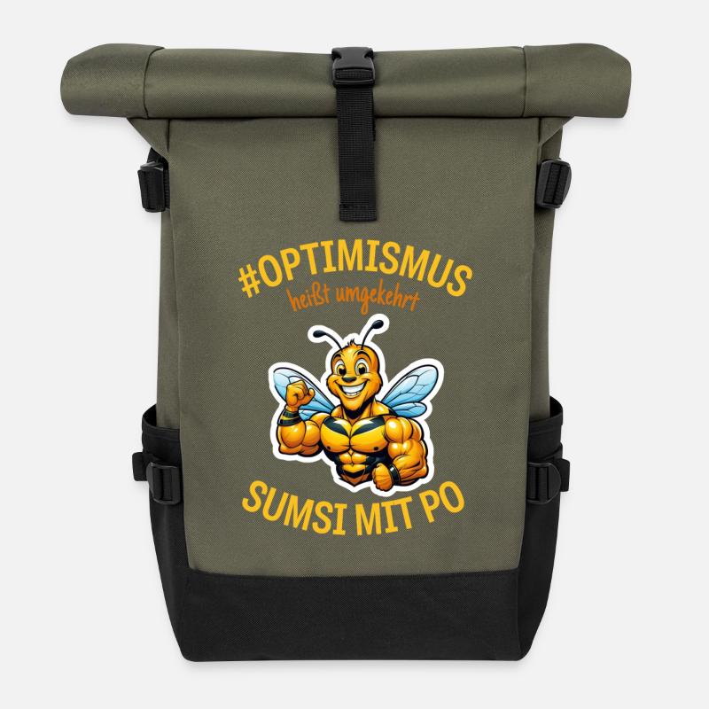 Optimimus Bienenkraft Shirt - Rolltop Rucksack - Olive/Schwarz