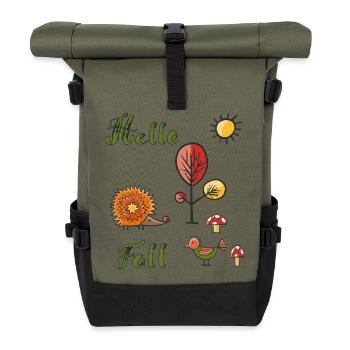 Hello Fall - Rolltop Rucksack - Olive/Schwarz - Vorne