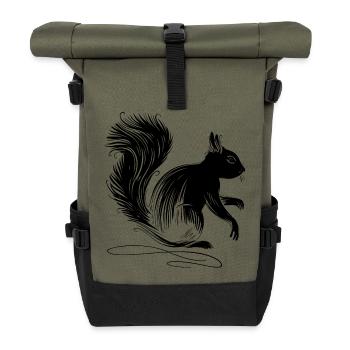 Silhouette d’animal d’écureuil - Sac à dos roll top - olive/noir - Devant