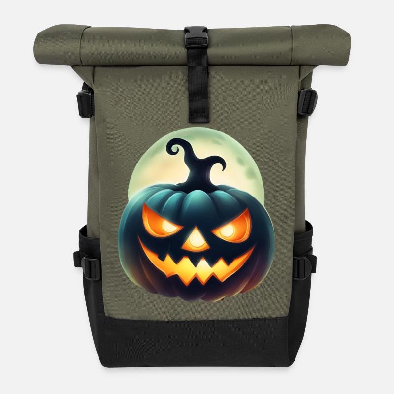 Halloween Pumpkin - Printflow - Rolltop Rucksack - Olive/Schwarz