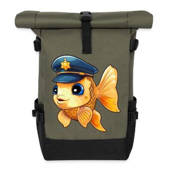 Police des poissons - Sac à dos roll top - olive/noir - Devant