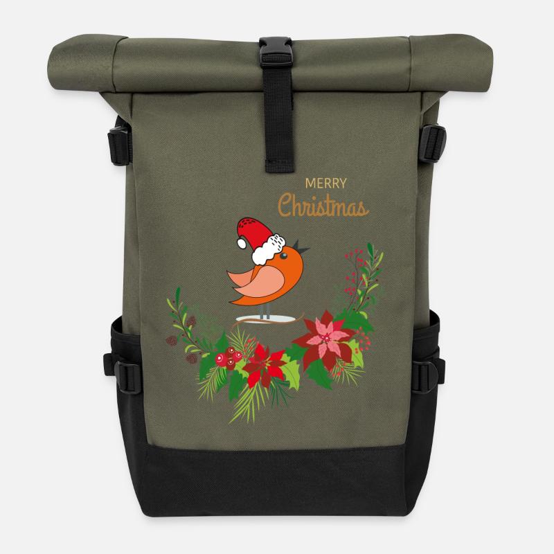 Merry Christmas - Rolltop Rucksack - Olive/Schwarz