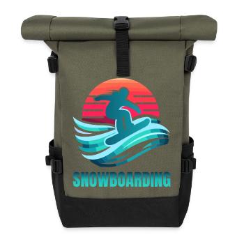 Lebendige Snowboard-Surfszene - Rolltop Rucksack - Olive/Schwarz - Vorne