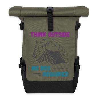 Camping, Hiking, Forest - Think Outside - Roll Top Backpack - olive/black - Front