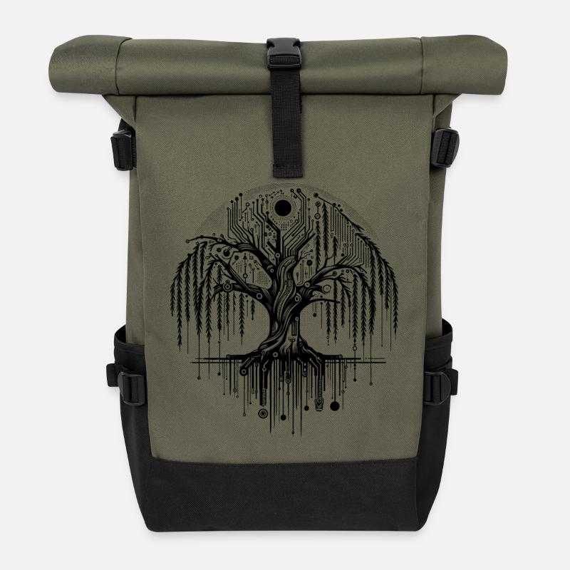 Technologie Lebensbaum Platine Weide - Rolltop Rucksack - Olive/Schwarz