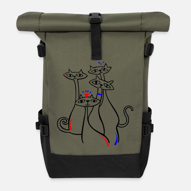 Katzen in Pose - Rolltop Rucksack - Olive/Schwarz