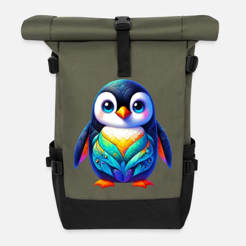 Pingouin - Sac à dos roll top - olive/noir