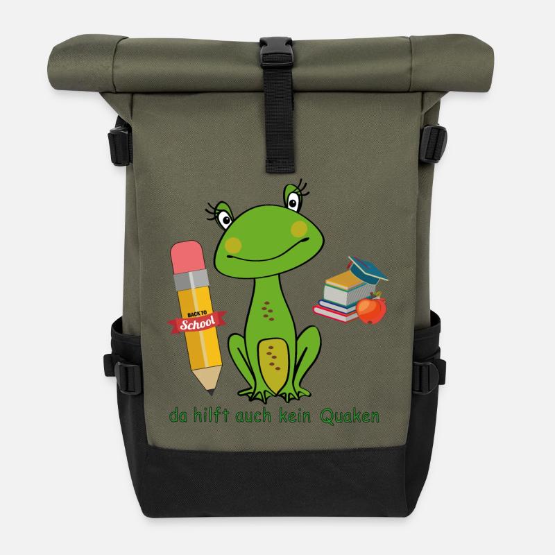Back to School, Frosch - Rolltop Rucksack - Olive/Schwarz