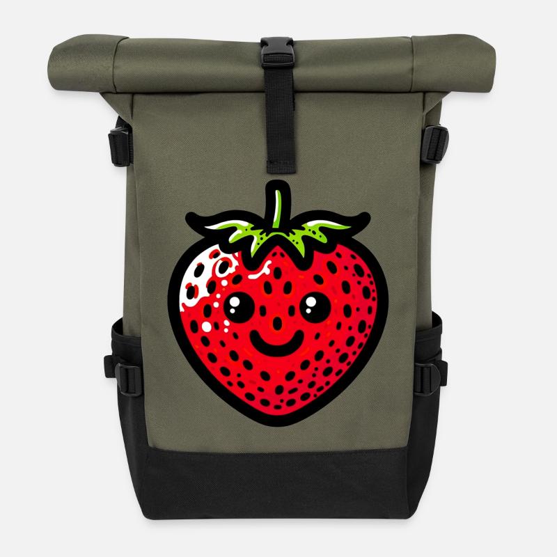 Erdbeeren Erdbeeren - Rolltop Rucksack - Olive/Schwarz