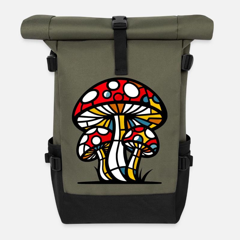 Champignons Fungo Funghi - Sac à dos roll top - olive/noir