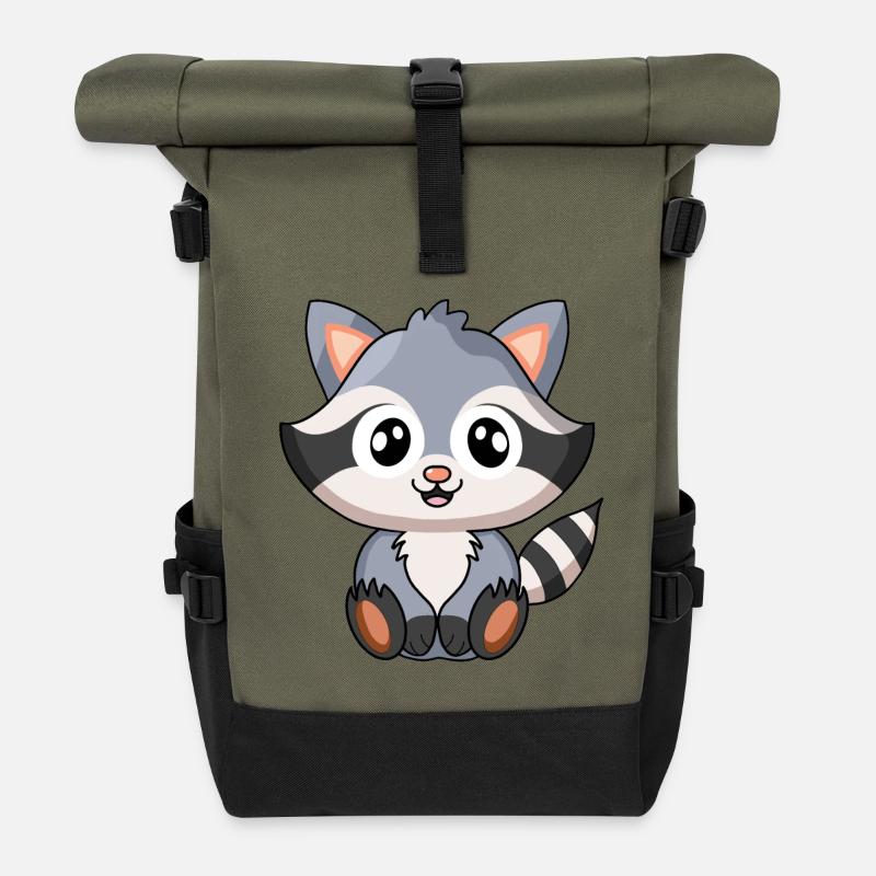 Raton laveur - Sac à dos roll top - olive/noir
