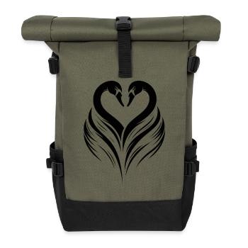 Schwanenherz Silhouette - Rolltop Rucksack - Olive/Schwarz - Vorne