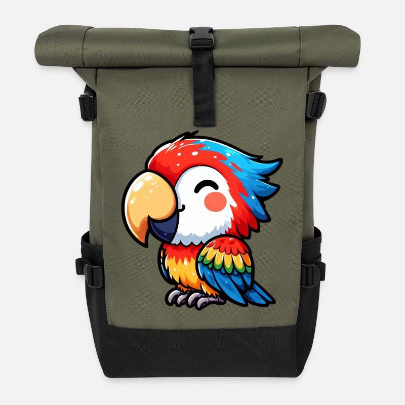 Perroquet - Sac à dos roll top - olive/noir