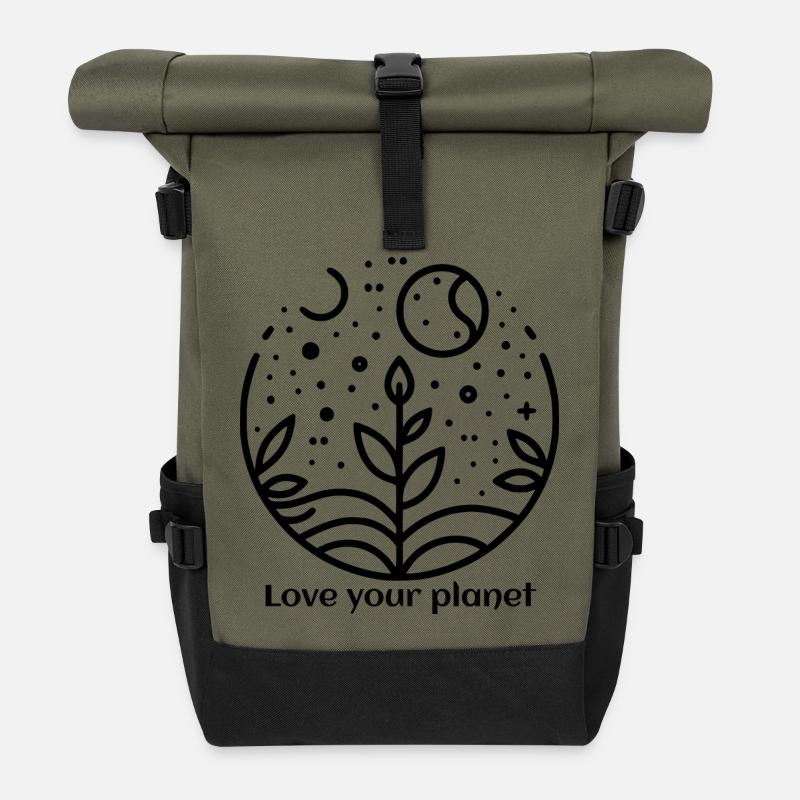 Nature - Love your planet - Roll Top Backpack - olive/black